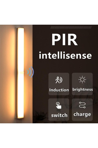 Beyaz Usb Şarj Edilebilir Lamba Led Gece Lambası Hareket Sensörlü Led Işık Mutfak Dolap Dolap Aydınlatması 22cm/32cm/52cm Alüminyum Led'ler 52cm Beyaz