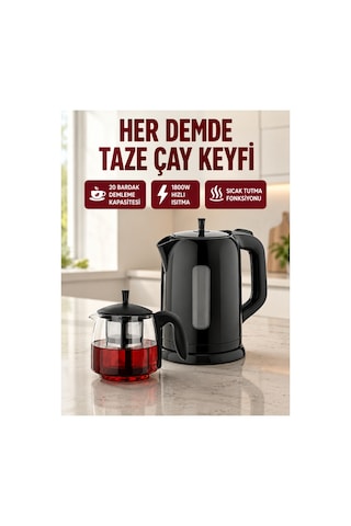 Astraltech Çaycı Cam Demlikli 1800w Güçlü Ve Sıcak Tutmalı Elektrikli Çay Makinesi