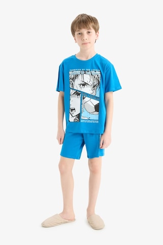 Defacto %100 Pamuklu Baskılı Beli Lastikli Pijama Takımı Erkek Çocuk E2695A825HS Mavi