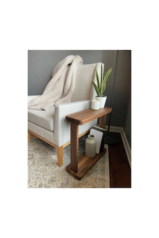 Ahsap Yan Sehpa Masif 45x14x53 Cm Cin0036 Ceviz
