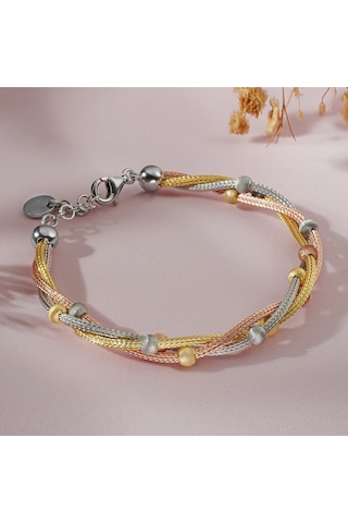 Yantra Silver Üçlü Burma Toplu Gümüş Dorika Bileklik