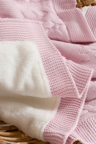 Toffy Toz Pembe Örgü Bebek Battaniyesi 100x100 Pembe