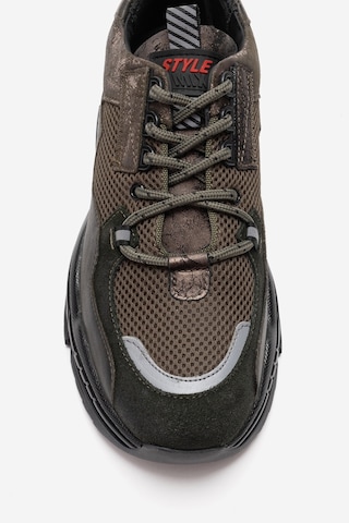 Marcomen Erkek Kalın Taban Bağcıklı Sneaker Ayakkabı Gerçek Deri Mc 23373 Haki Haki