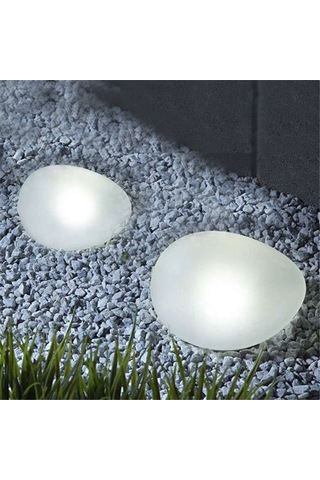 Geeksen Güneş Enerjili Çakıl Şekilli Led Bahçe Işığı - Ip55 Su Geçirmez, 8 Saat Sürekli Aydınlatma, Ev Bahçesi Ve Çimenlik Dekorasyonu Küçük Boy, Beyaz Işık Beyaz