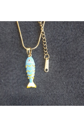 Stainless Steel Çelik Kolye Balık Gold