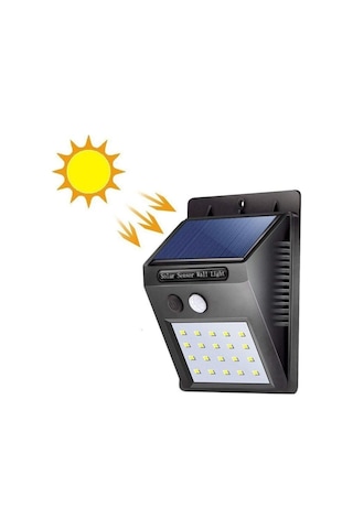 20 Led 3 Mod Hareket Sensörlü Güneş Enerjili Solar Duvar Lambası