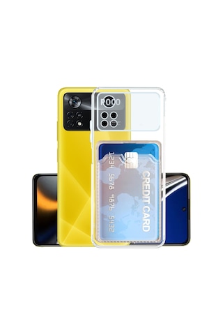 Kvy Xiaomi Poco M4 Pro Kamera Korumalı Kartlıklı Setra Şeffaf Silikon Kılıf
