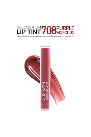 Kalıcı & Suya Dayanıklı Dudak Parlatıcı Tint - Delicate Glam Lip Tint 708 Purple Addiction Pembe