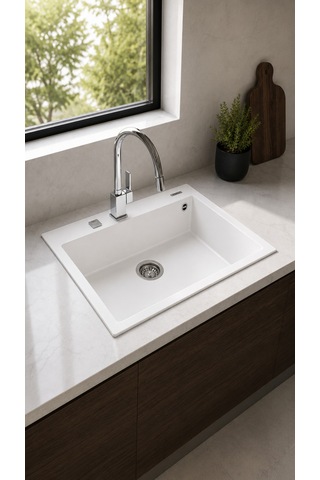 Forsquare Tek Göz Granit Evye Beyaz 79x50 115230004