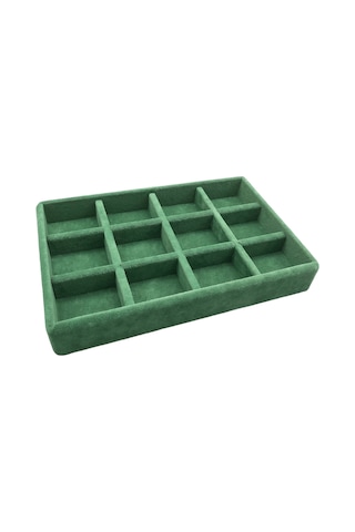 Yerli Üretim Küçük Boy Süet Kumaş Yeşil Renk 12 Bölmeli Stand