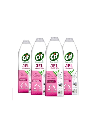 Cif Jel Tüm Yüzeyler için Çamaşır Suyu Katkılı Çiçek Ferahlığı 4 x 750 ML