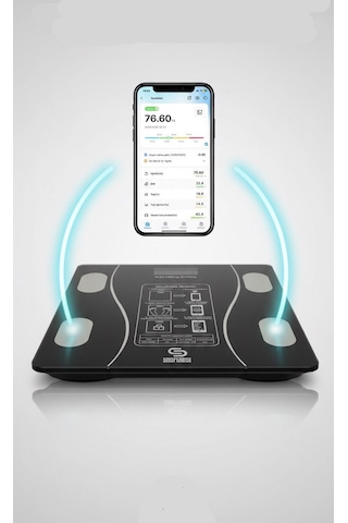 Smartness SN-1075 Yağ Su Kas Vücut Kitle Endeksi Kilo Ölçer Tartı Dijital Baskül
