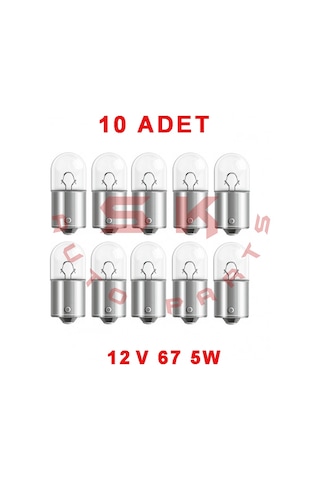 SKAUTO 12V R5W 67 Park Stop Ampul Ba15S 10 Adet