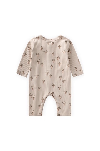 Baskılı Tulum 0-3 Yaş Palmiye Desen Ekru