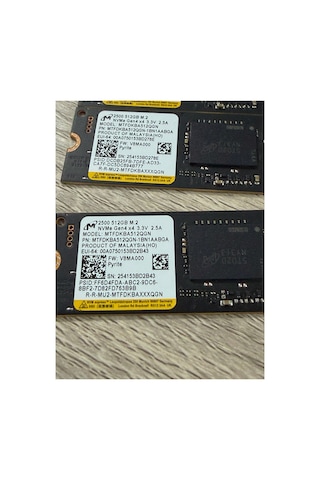 Mıcron 2500 Seri, Mtfdkba512qgn-1bn1aabga, 512gb, 6600/3650, Gen4, Nvme Pcıe M.2 2280, Ssd