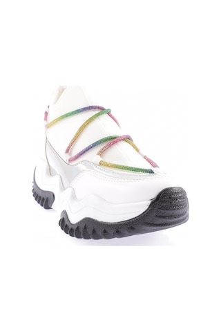 Dgn Z94 23y Kadin Mega Kalin Taban Simli İp Detayli Sneakers Ayakkabi Z94-1720-R0198 Beyaz