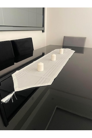Lexroo Runner Leke Tutmaz Dertsiz Kumaş Dekoratif Çeyiz Krem35 X 140 Cm Çok Renkli