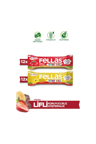 Fellas Mini Kids Meyve Bar Muzlu 12 x 28 G + Çilekli 12 x 28 G