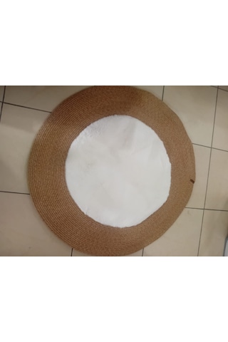 Rabbit Soft Hasır Dekoratif Halı / 100'lük Yuvarlak / Modern / Şık /lüx /dekoratif Bej - Kahve