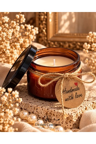 Amber Élegance Amber Kokulu %100 Soya Wax Mum Aromaterapi-200cc Kahverengi