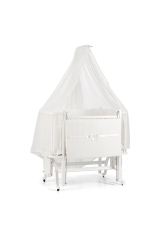 Meltem Kids Mood Sallanır Ahşap Anne Yanı Beşik 50x90 cm (beyaz-ekru) Ekru