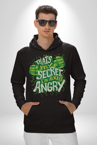 Bu Benim Sırrım Her Zaman Kızgınım Kadın Erkek Siyah Kapüşonlu Sweatshirt Hoodie Siyah