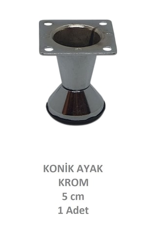 Adilon Konik Ayak, Zamak, Krom, 5 cm, Dolap, Mobilya, Puf Ayağı