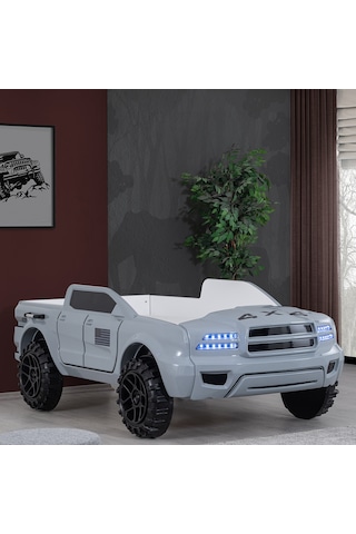Setaymobilya Arabalı Yatak, Pickup Ledli Arabalı Yatak, 100X190 - Gri