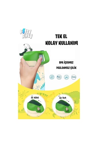 Vagonlife Çocuk 350 Ml Pipetli Çelik Matara Paslanmaz Çelik Termos 5 Farklı Renk 2055-350ml 001