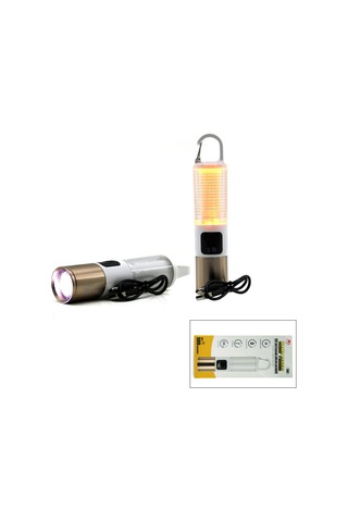 Usb Şarjlı Zoom El Feneri - 6 Modlu Kamp & Çok Amaçlı Sarı