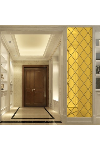 Yifomall Modern Ev Dekorasyonu İçin Elmas Desenli Akrilik Ayna Duvar Sticker - Çay Rengi, S Boyutu Çok Renkli