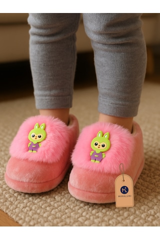 Miraluni Peluş Bebek Panduf Ve Ev Botu Yumuşak Tabanlı, Sıcak Tutarlı, Kaymaz Ev İçi Kışlık Patik Pudra Pembe