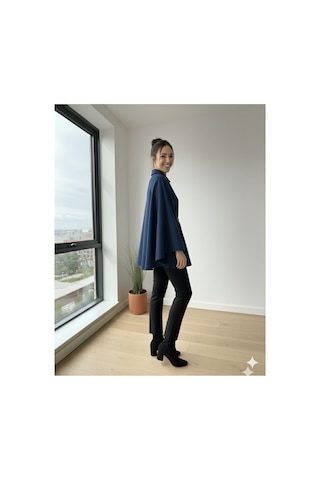 Unika Boutique Kadın Yeni Sezon Kemerli Panço Lacivert