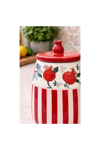 Narlı Porselen Kavanoz-2,5 Litre Tkebt Kırmızı Kırmızı