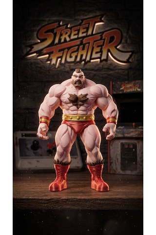 Street Fighter Zangief Figür - Özel Tasarım 3d Güreşçi Oyuncak Heykel Biblo Oyun Odası Dekoru