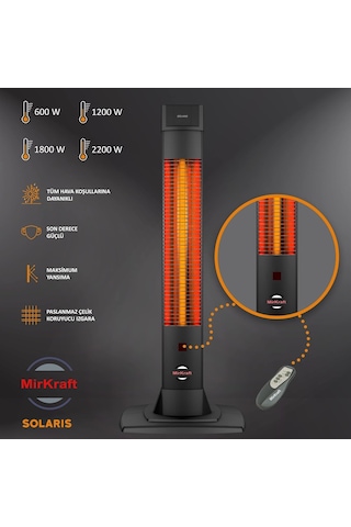 Solaris 2200 W Elektrikli Isıtıcı - Elektrikli Soba - Karbon Isıtıcı Led Gösterge - Uzaktan Kumandalı - 4 Is