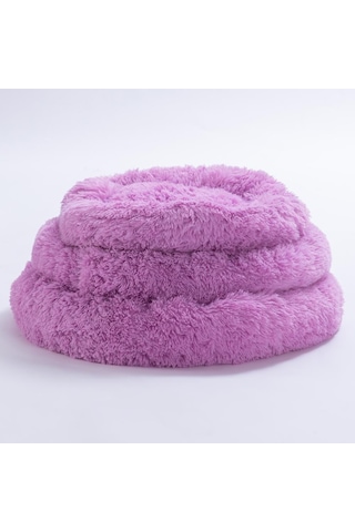 Lila Donut Köpek Yatağı Kedi Yatağı Simit Yatak Anti-stress Pet Yatağı Peluş Yatak L