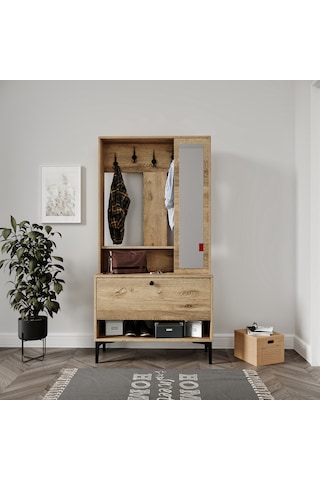 Valentinp Wood Tarz,raflı,aynalı Ayakkabılık/vestiyer/portmanto