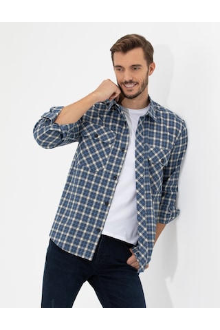Pierre Cardin Erkek İndigo Gömlek Desenli 50259516-vr028 İndigo
