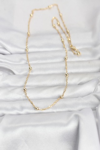 Cm 14k Gold Renk Burgu Ve Top Zincirli Model 60 Cm Kadın Kolye - Lisinya altın