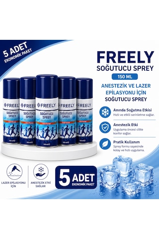 Freely Soğutucu Sprey 150 Ml, Anestezik Ve Lazer Epilasyonu İçin Soğutucu Sprey 5 Adet