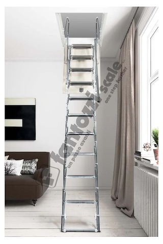 Aytürk Fantozzi Acisvazia Italya Menşei 70x70 Galveniz Kaplı Makaslı Metal Çatı Merdiveni H:300cm Standart Model