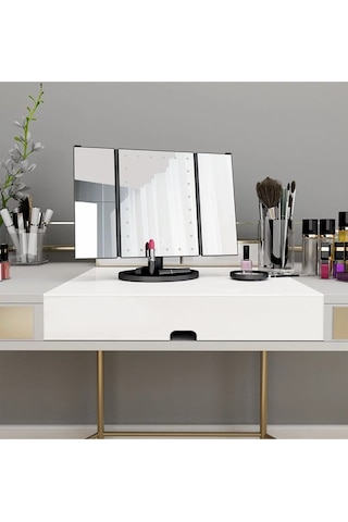 Land Of Myth Hd Zoom 24 Şerit Led Işıklı Makyaj Aynası Siyah