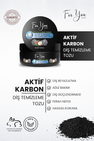 Aktif Karbon Diş Temizleme Tozu 50 Gr Extra Beyazlatıcı Diş Tozu + Nane