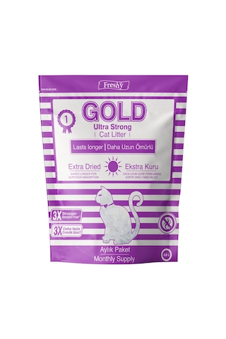 Freshy Gold Ultra Strong Aylık Paket Silika Kristal Kedi Kumu 3800 ML
