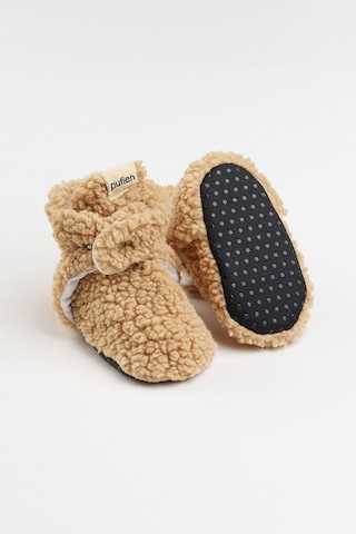 Organik Pamuk Astarlı, Bebek İlk Adım Ayakkabısı, Kaydırmaz Taban, Bebek Pandufu, Bej Patik Bej