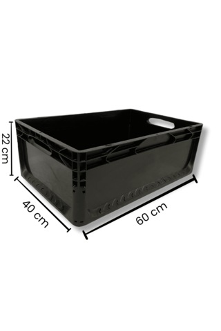 Alpbx 1.kalite Siyah Plastik Kasa 60x40x22 Cm - Kutu 44 Litre Siyah