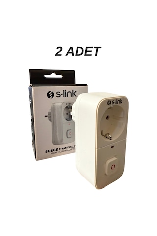 S-link Sl-010 Anahtarlı Akım Korumalı Tekli Priz 16a/250v 750 Joule - 2 Li Paket Akım Korumal Priz