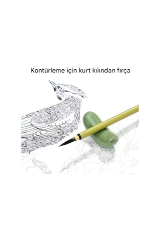 İnce Uçlu Tahrir Fırça Seti, Yüksek Kalite, Kurt Kılı, 3 Farklı Boy, Çini, Seramik, Brush Pen, Çiçek