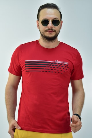 Escetic Erkek Kırmızı Slim Fit T-Shirt-3297 Kırmızı